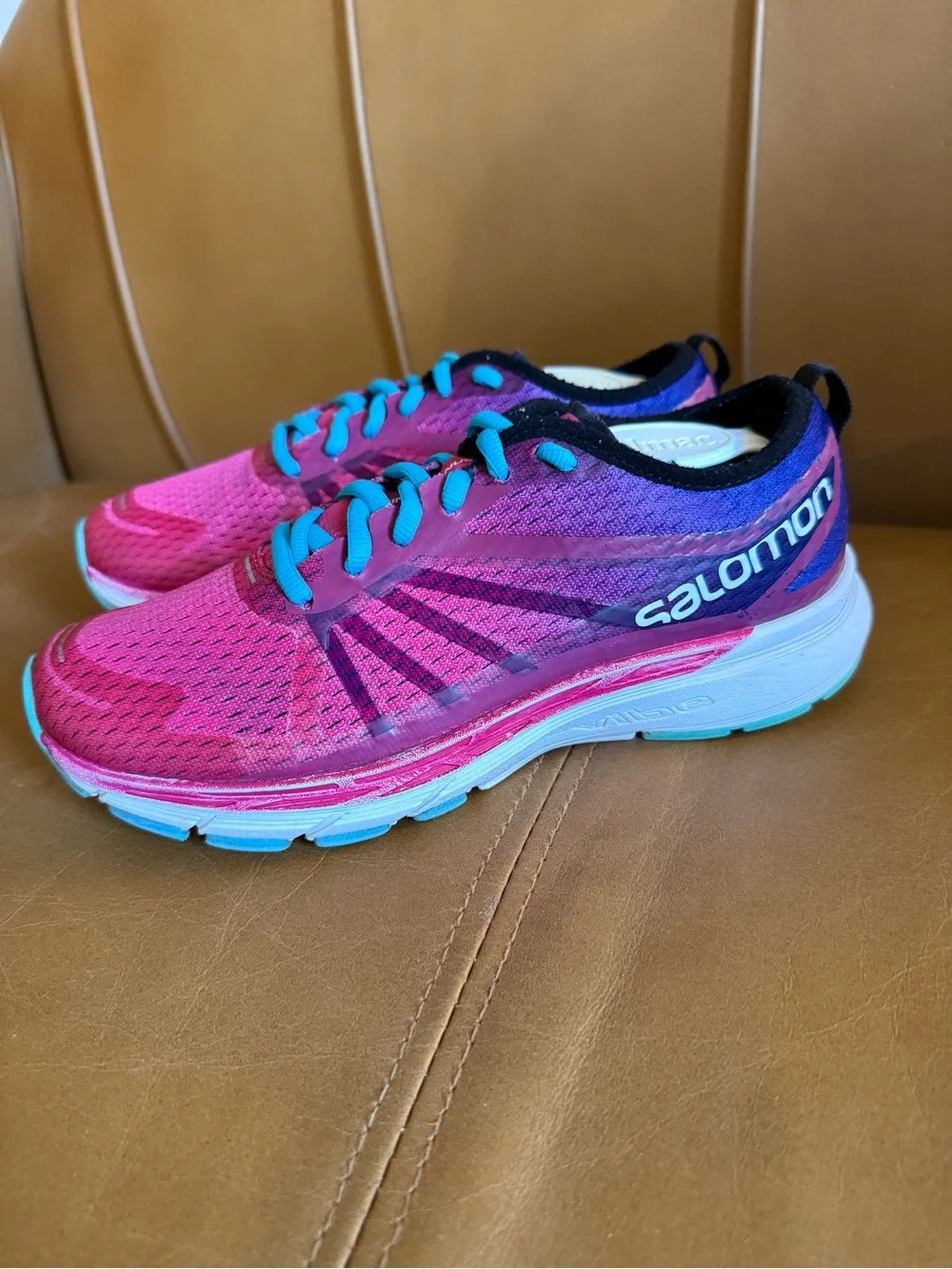 Salomon Sonic RA Pro Women's Vibrant Pink and Teal Athletic Shoes, Womens Size 6